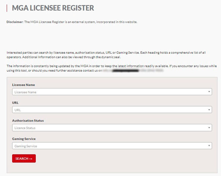 Проверка лицензии у регулятора Malta Gaming Authority