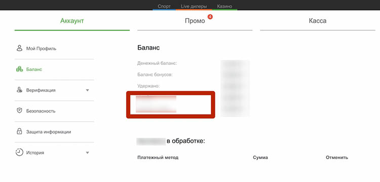 Счет пользователя