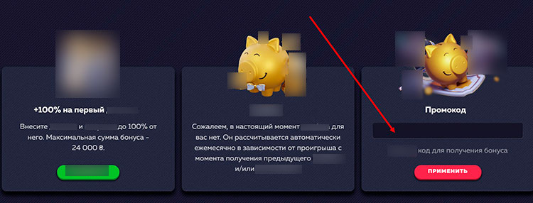 Ввод промокода